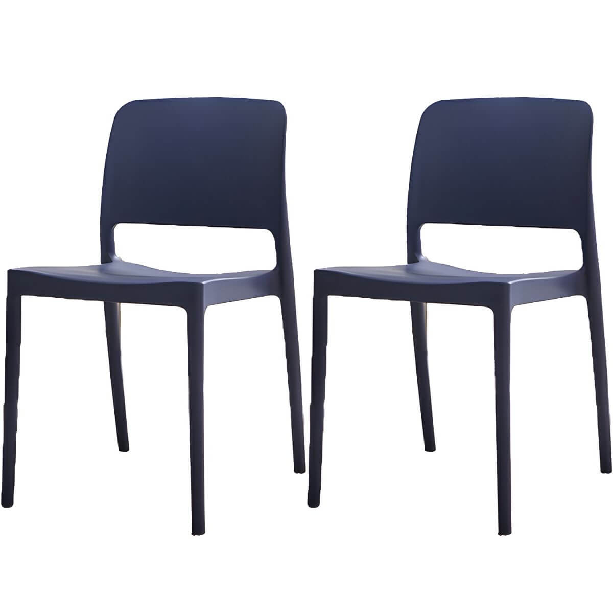 Scandinavian plastic and acrylic dining chair with low backrest and armless design