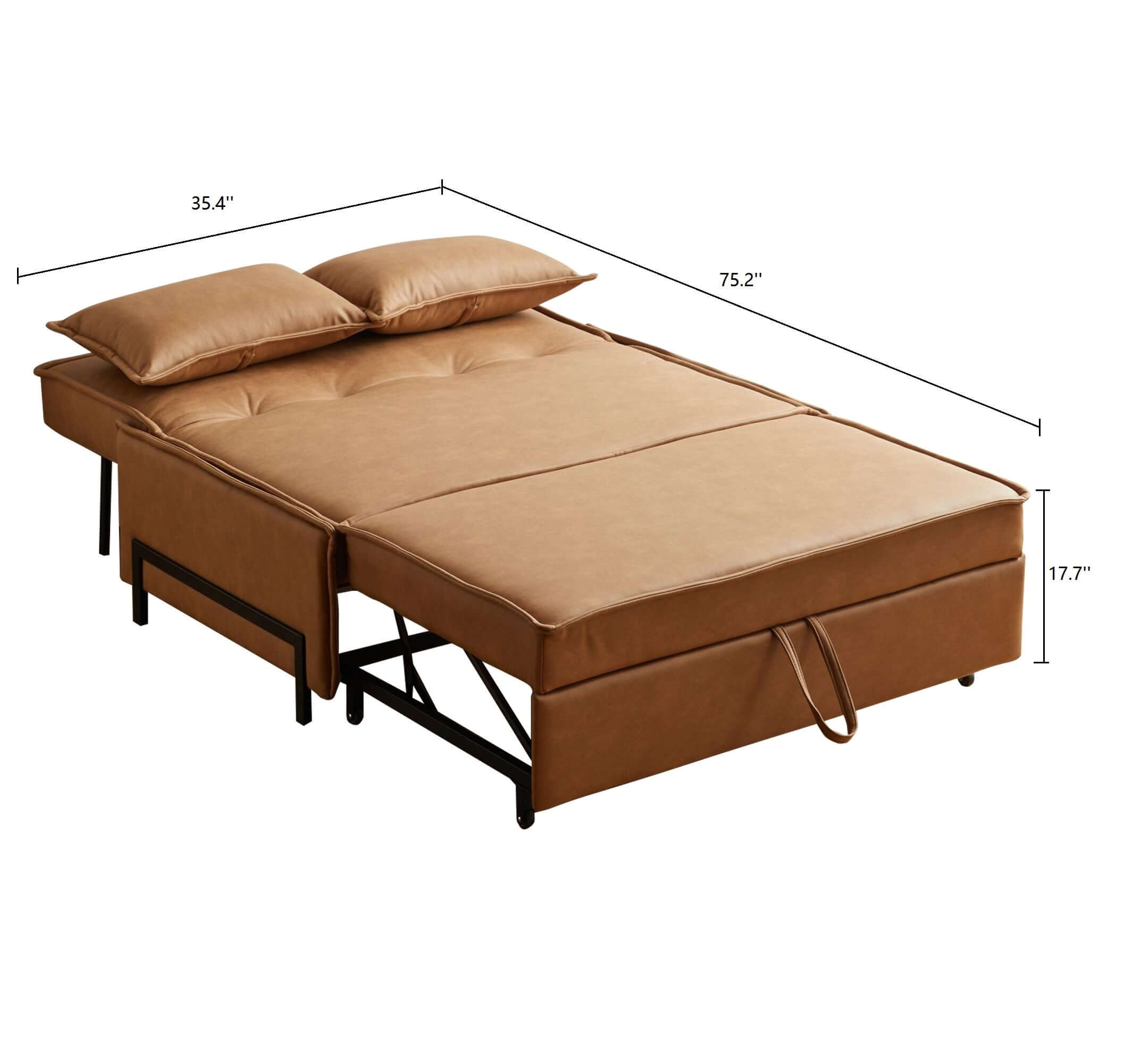 Brown modern double loveseat sleeper sofa bed, durable and easy to clean