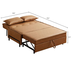 35.4" Brown  Modern Double Loveseat Sleeper Durable and Easy to Clean Sofa Bed