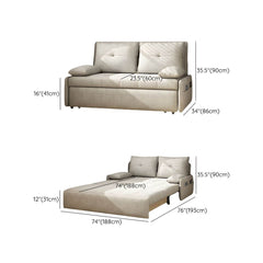 Modern White Polyester Blend Sleeper Sofa with Metal Frame and Casters Futons