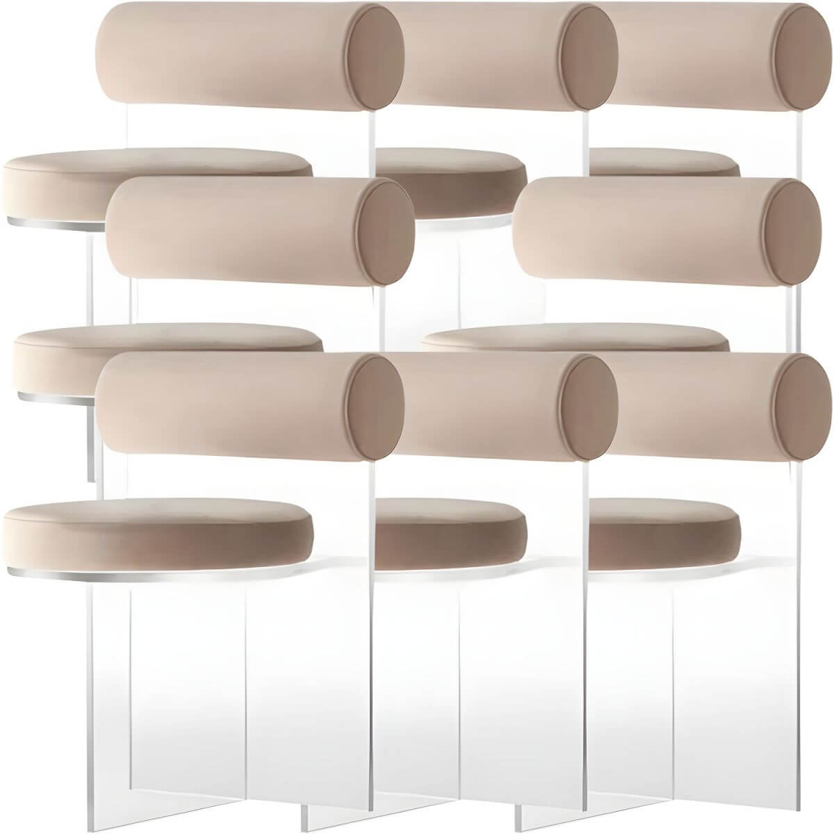 Acrylic contemporary dining chair with solid back, perfect for modern dining rooms