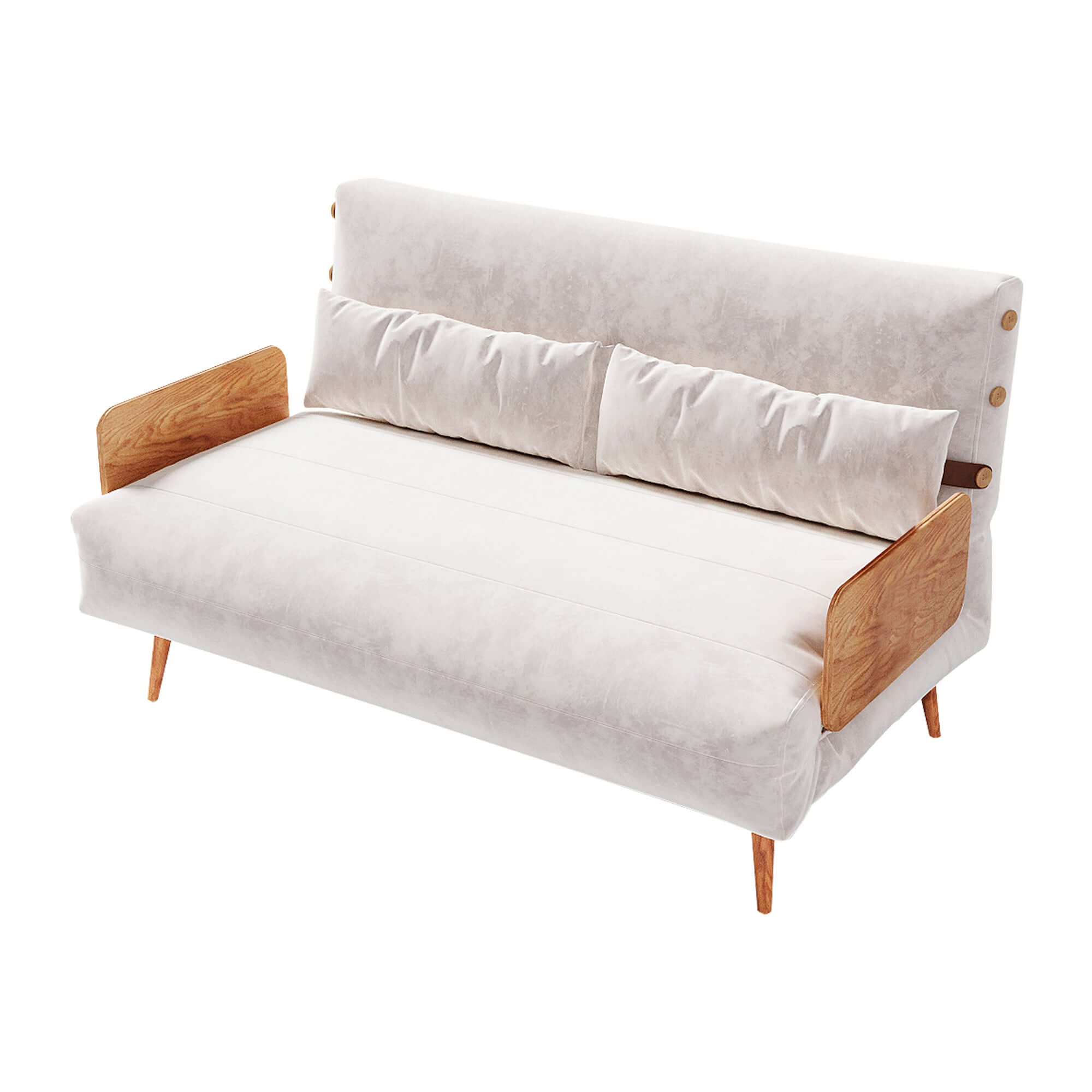 Beige and brown convertible foldable sofa upholstered in tech fabric for versatile living spaces