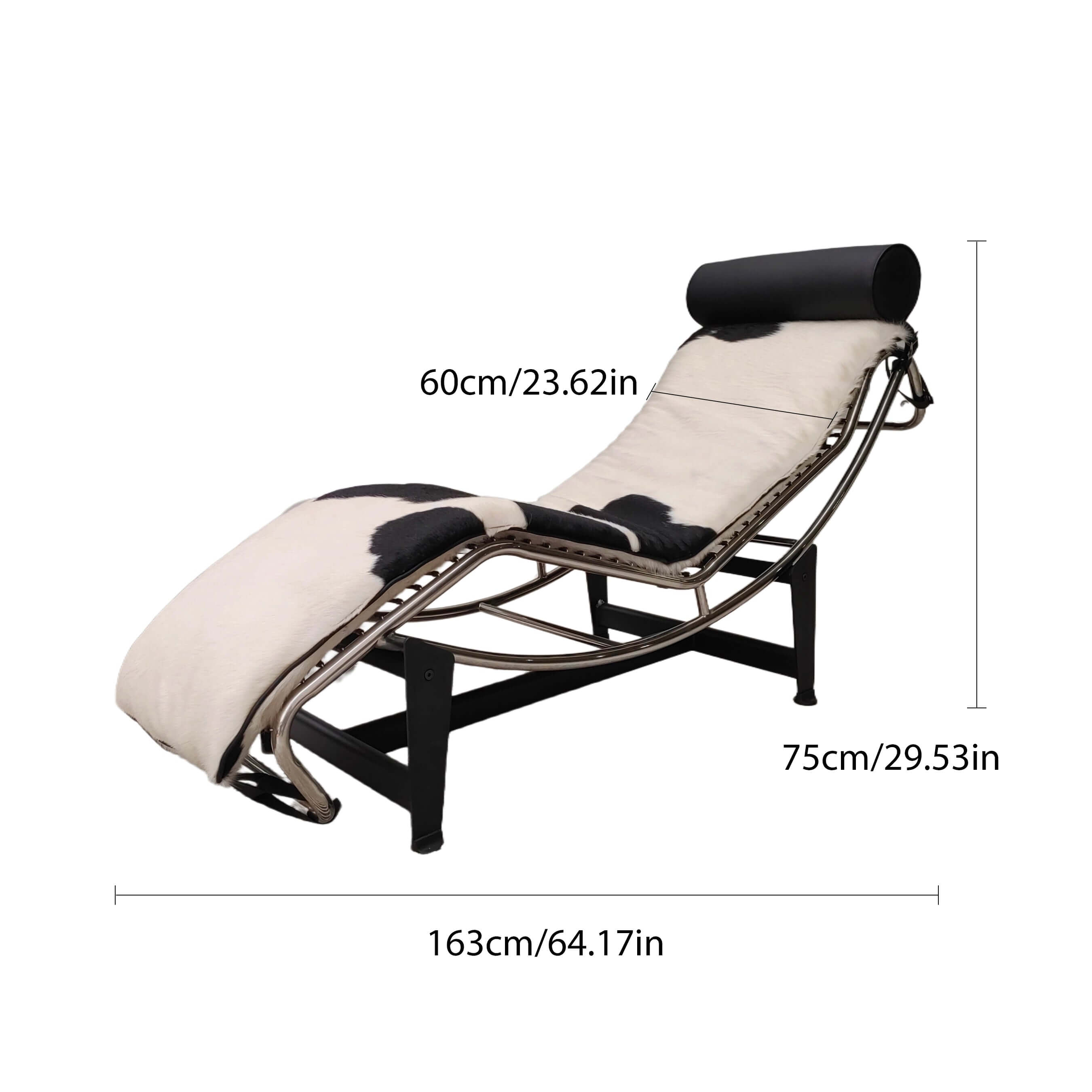 Adjustable chaise chair with curved steel frame, modern design for comfortable seating