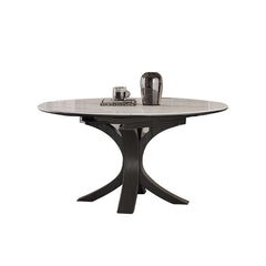 Luxury Sintered Stone Square to Round Convertible Telescopic Marbling Dining Table