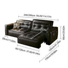 Retro Leather Pull Out Couch Bed – Electric & Smart Remote Convertible