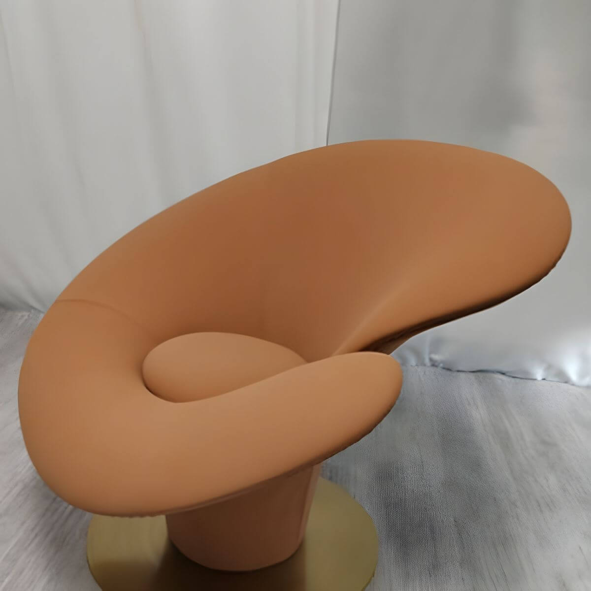 High-back modern papasan chair with linen blend upholstery and reclining feature