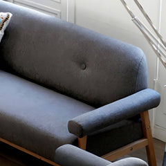 Scandinavian Style Small Size Sofa with Wood Frame in Solid Color - Black Faux Leather 52"L x 28"W x 29"H Sofa