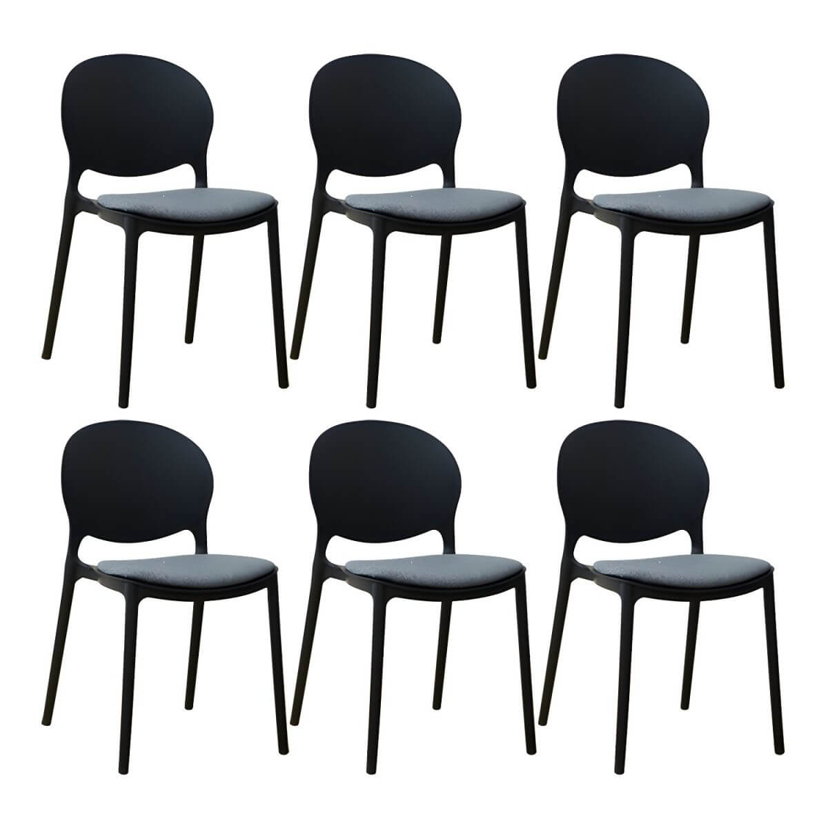 Scandinavian plastic dining chair with open back and four legs, ideal for home use