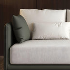 Modern 35-inch polyester sofa with square arms and bolster pillows for living room seating