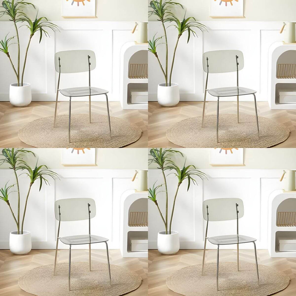 Transparent acrylic dining chair with modern design, perfect for living room and kitchen seating