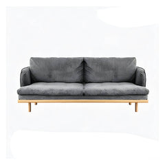 Modern Style Polyester Sofa Recessed Arm Tight Back Settee for Living Room Sofa