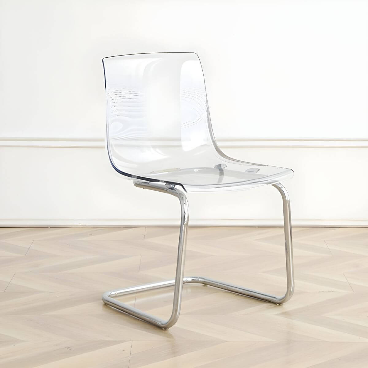 Scandinavian style plastic and acrylic non-upholstered side dining chair