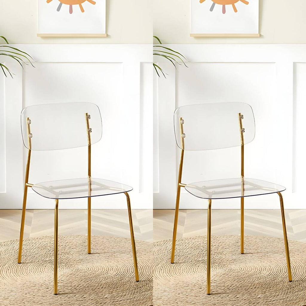 Transparent acrylic dining chair with modern design, perfect for living room and kitchen seating