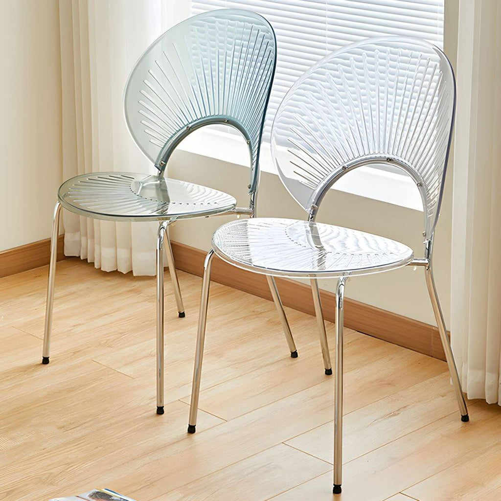 Scandinavian style stackable armless side chair made of plastic and acrylic for dining
