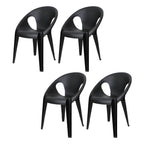 Stackable modern arm chair with open back made of plastic and acrylic for dining