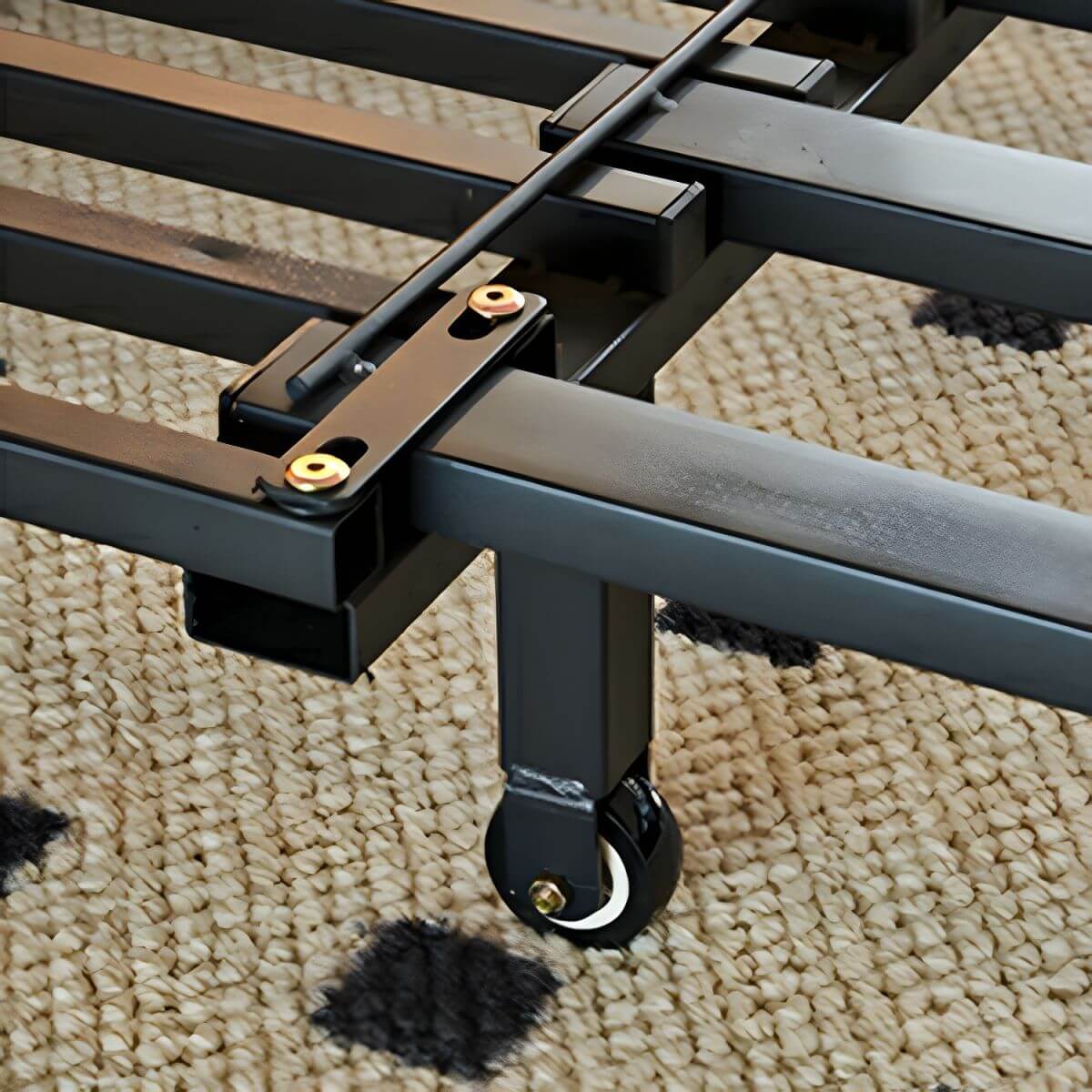 Modern white sleeper sofa with detachable mattress, casters, and black legs, 51 by 37 inches