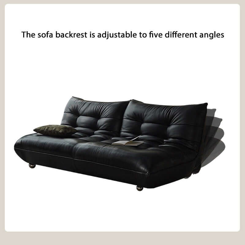 Togo style leather sleeper sofa bed without arms, perfect for compact living spaces