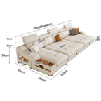 Space-saving sofa bed with a cute pony stool, perfect transformable furniture for small spaces