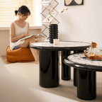 Round terrazzo coffee table with elegant design, perfect for adding sophistication to your living room
