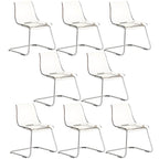 Scandinavian style plastic and acrylic dining side chair with silver legs, non-upholstered design