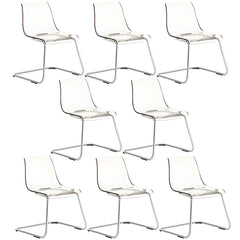 Scandinavian Style Plastic & Acrylic Side Chair Silver Legs Non-Upholstered Chair Dining Chairs