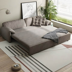 Scandinavian Sofa Bed in Gray Fabric Upholstery Sleeper with Box - 69"L x 31.5"W x 31.5"H Coir Faux Leather Futons