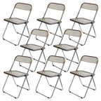 Contemporary acrylic folding armless chair with open back, ideal for dining rooms