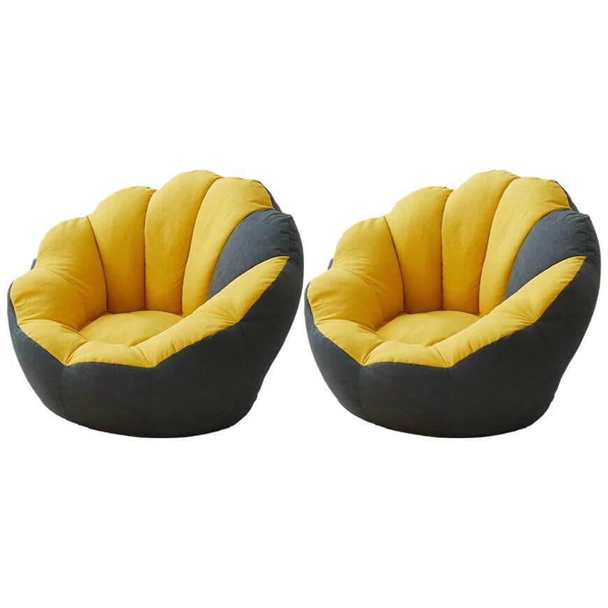 Lemon color cotton blend Papasan chair with slipcover and sewn pillow back accent