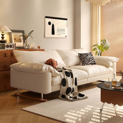 Genuine Leather Sofa Vintage Style for Living Room