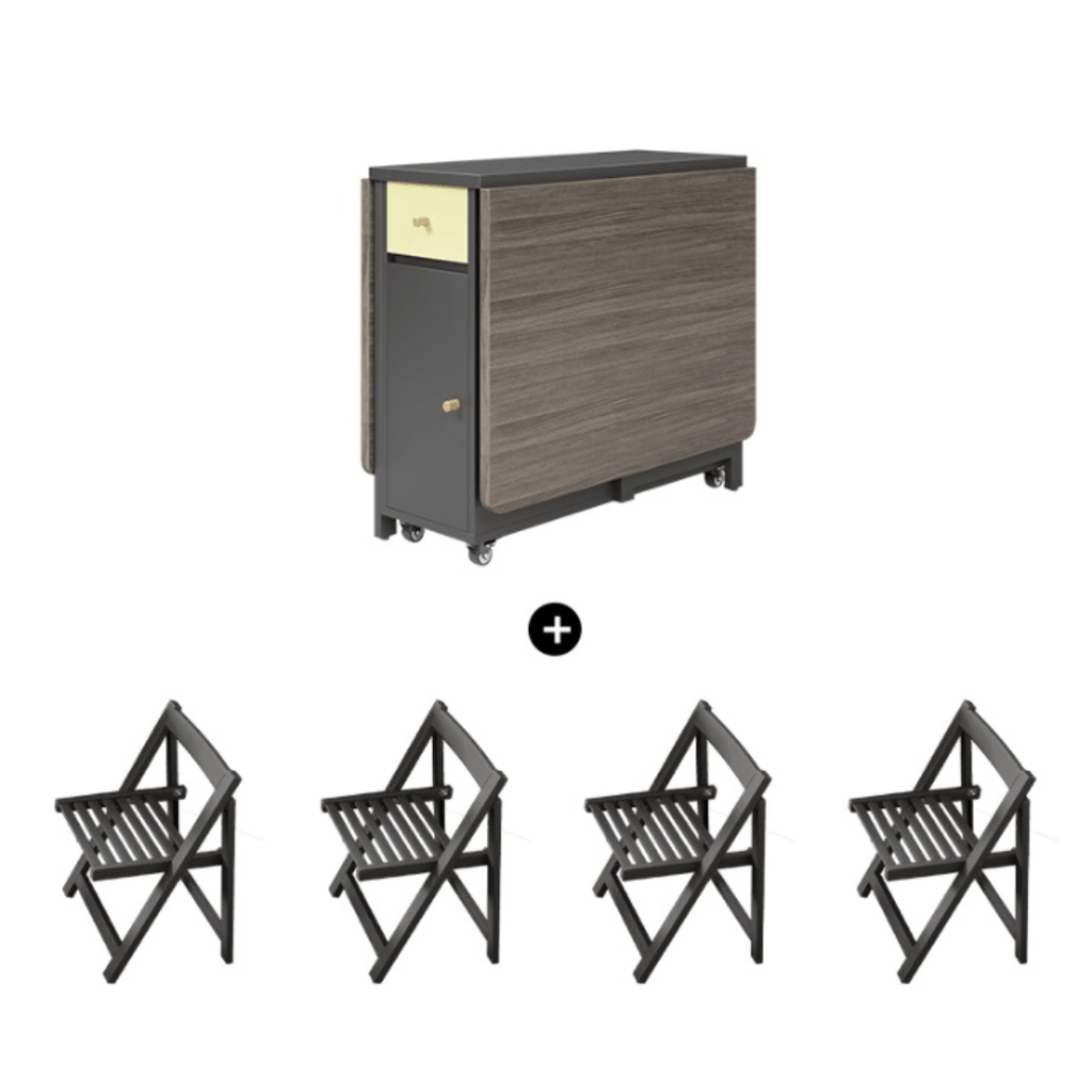 Expandable modern minimalist dining table set with chairs for stylish, space-saving meals