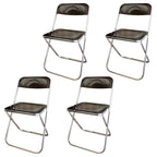 Contemporary acrylic folding armless chair with open back, ideal for dining rooms
