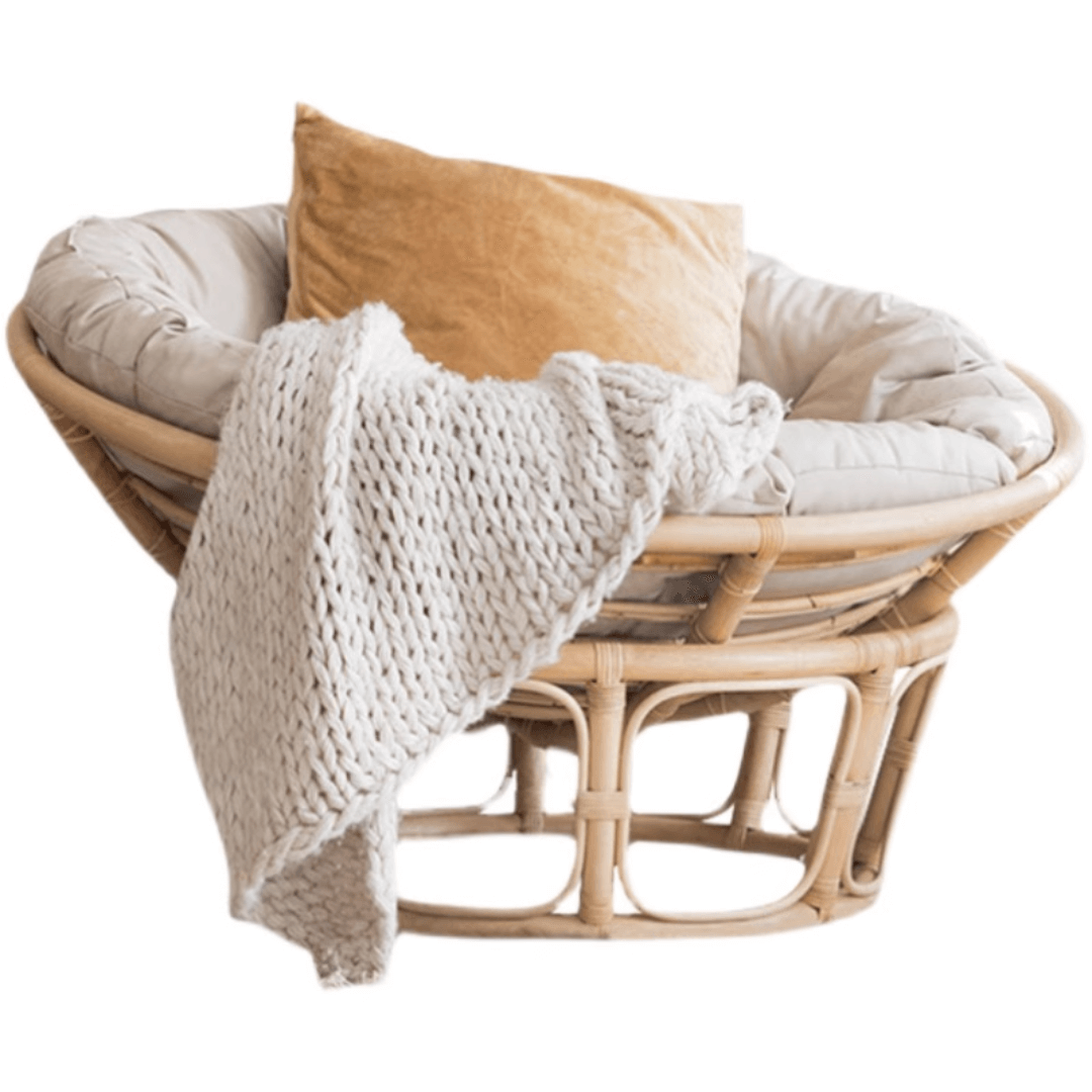 Comfortable Nordic design papasan lounge chair made with durable rattan material