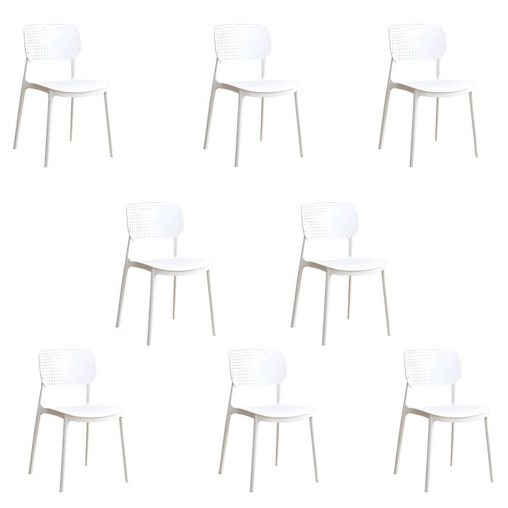 Stackable Scandinavian style plastic and acrylic side chair with low back for dining