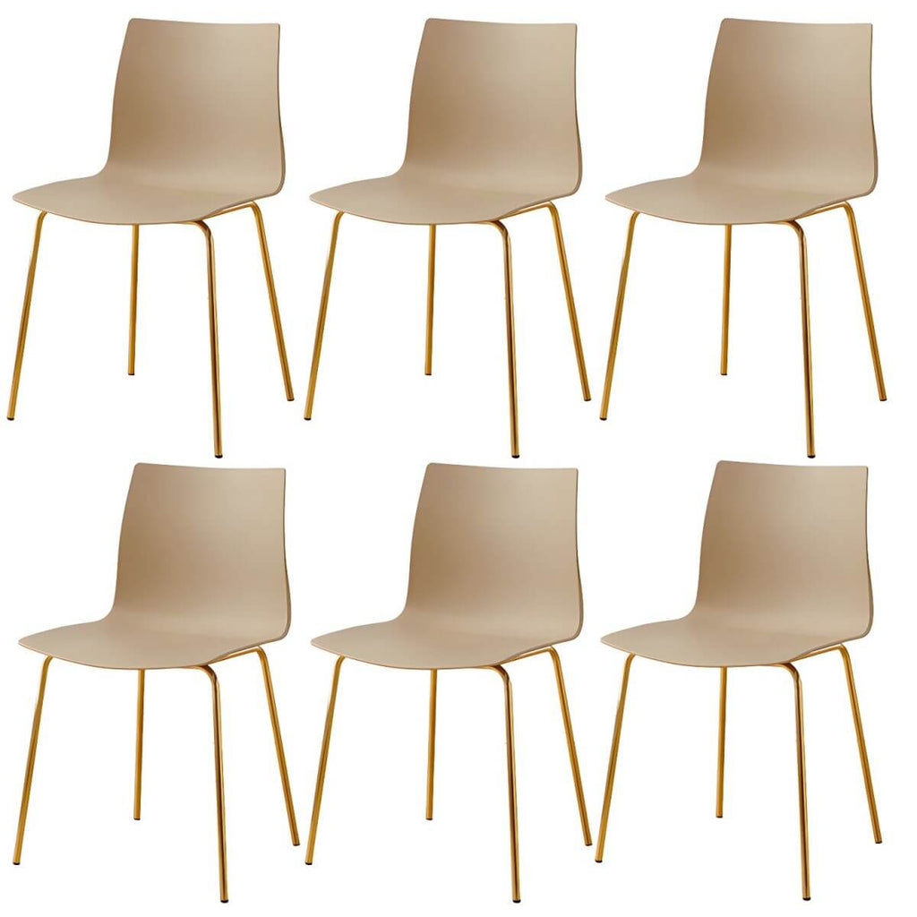 Modern plastic and acrylic side chair with metal legs, ideal for kitchen and dining rooms