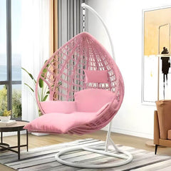 Tropical Magenta/Grey/Sepia Oxidation Resistant Basket Alloy Framed Porch Swing with Stand, Pads and Chain, Stand Included Porch Swings