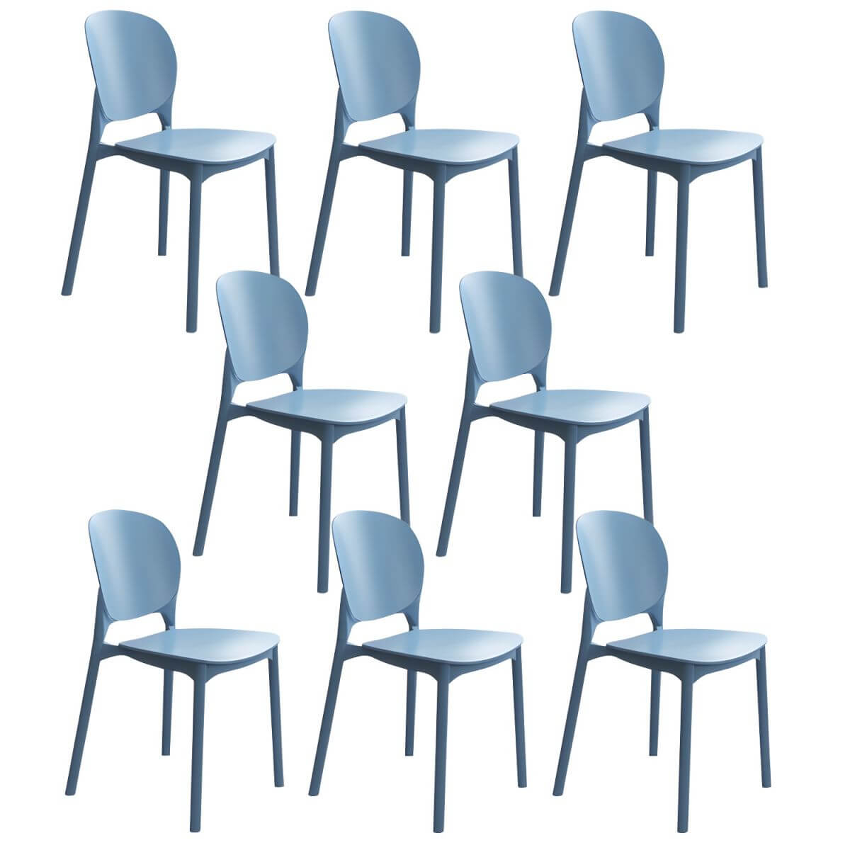 Stackable Scandinavian side chair with open back made of plastic and acrylic for dining