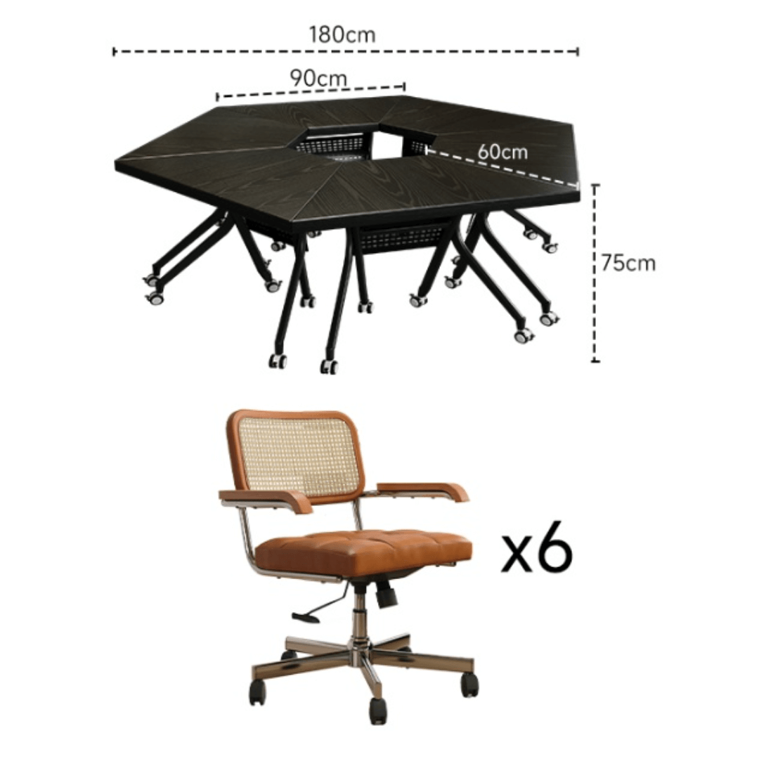 Black folding conference table with 360-degree casters for flexible workspace setups
