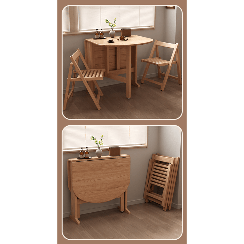 Wooden round folding table ideal for versatile home use and easy storage