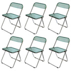 Contemporary acrylic folding armless chair with open back, ideal for dining rooms