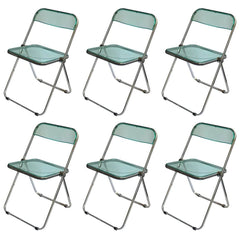Contemporary Acrylic Open Back Folding Armless Chair for Dining Room Dining Chairs