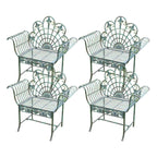 Green metal outdoor dining chair with classic style and water-resistant finish