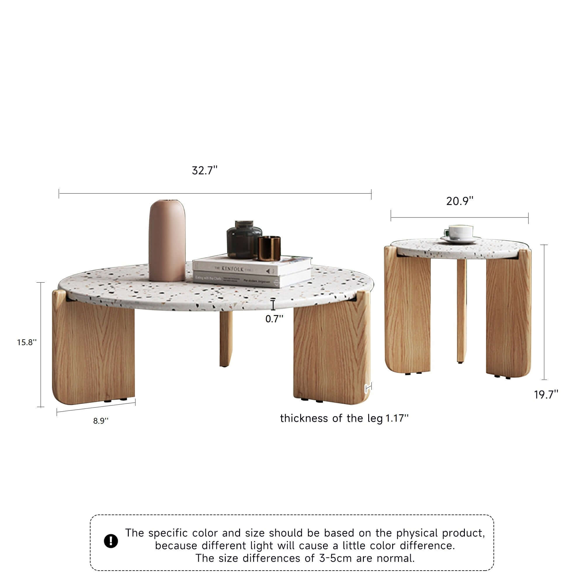 Set of modern terrazzo end tables with creative design, perfect as coffee side tables