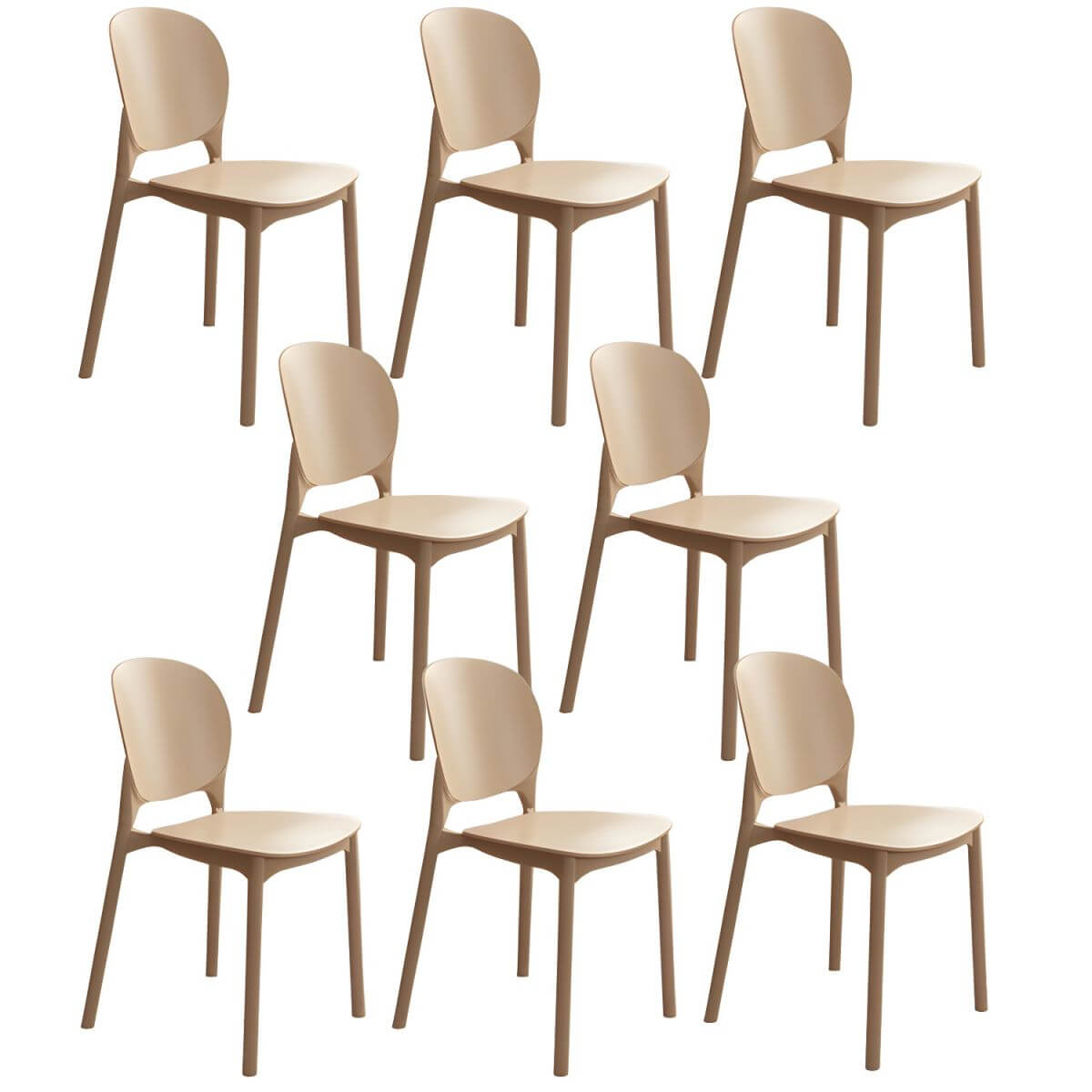 Stackable Scandinavian side chair with open back made of plastic and acrylic for dining