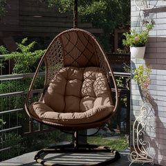 Ivory/Dove Grey Porch Swing with Stand Alloy with Pads & Stand Porch Swings