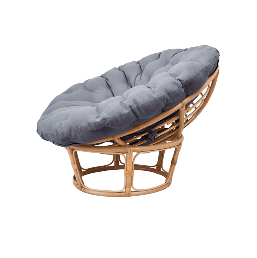 Cozy natural rattan papasan chair available in single or double size for comfortable lounging