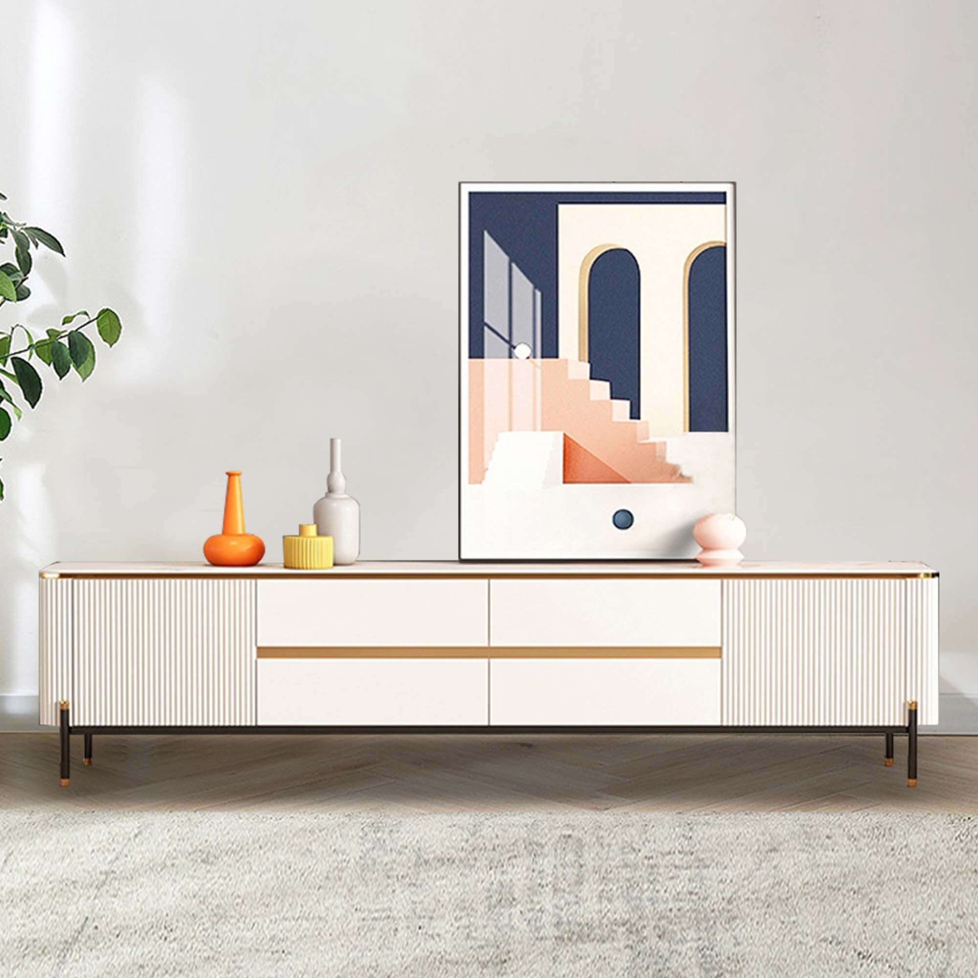 Modern TV stand made of high quality sintered stone with sleek and durable design