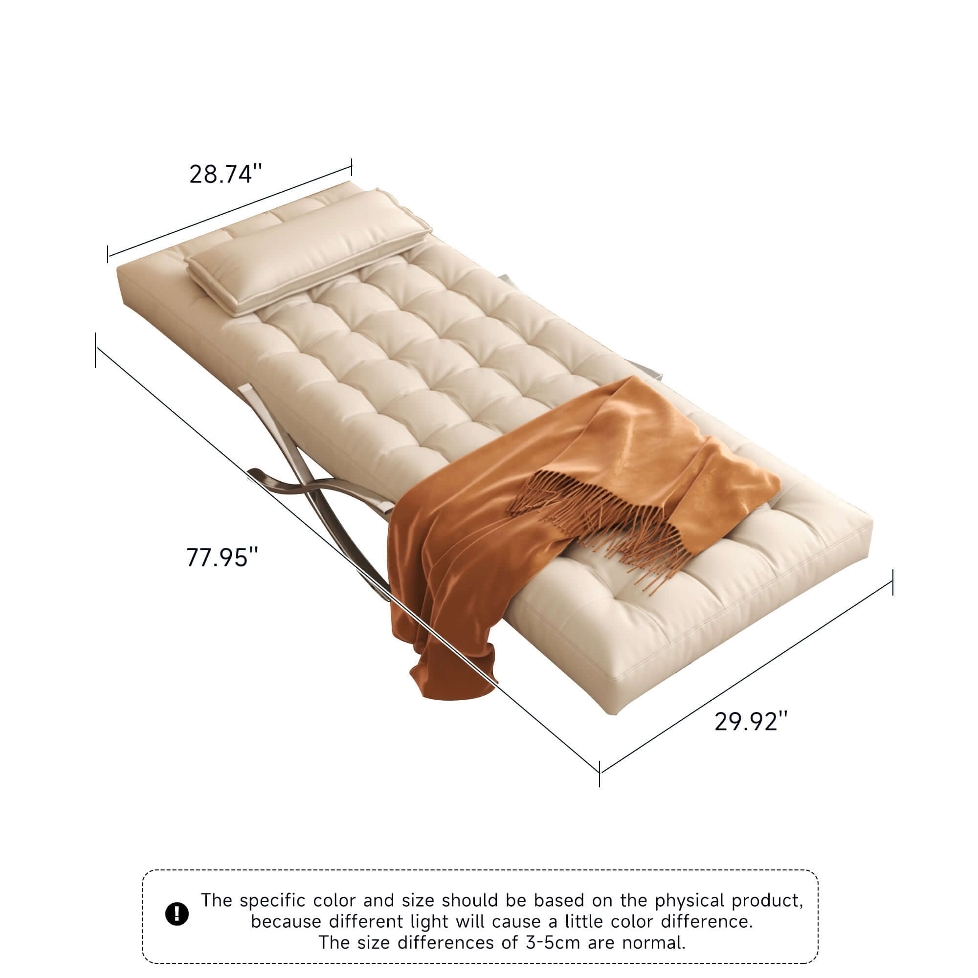 Retro leather Barcelona sofa chair with metal legs, featuring a lazy design for comfort