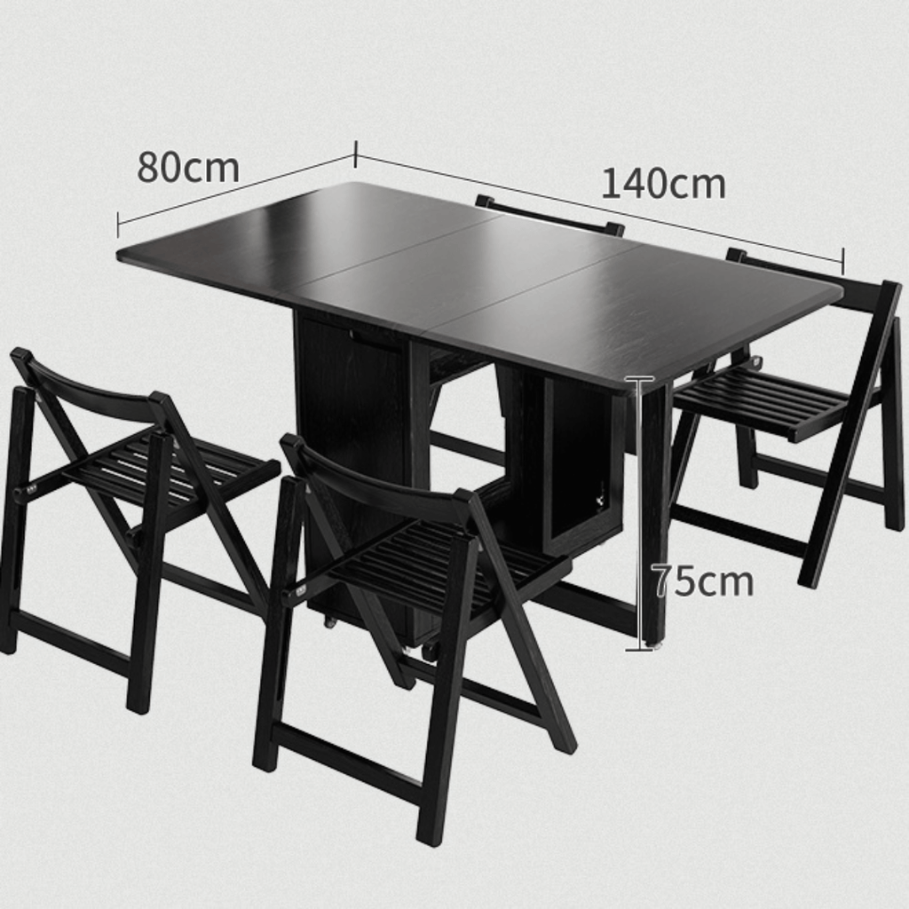 Folding dining table with storage, space-saving and multi-purpose design for small spaces
