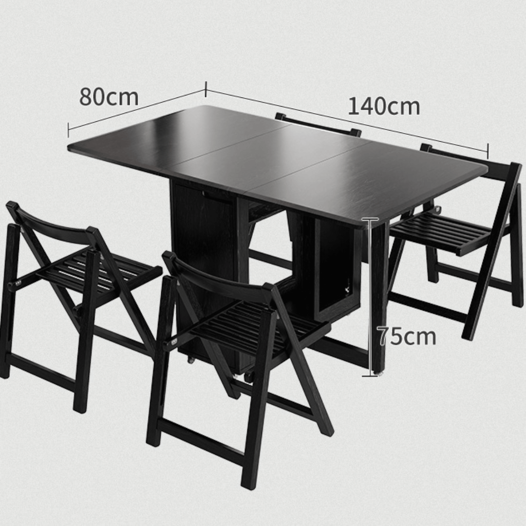 Folding dining table with storage, space-saving and multi-purpose design for small spaces