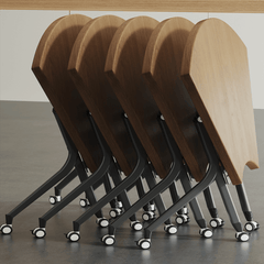 Elegant Fusion: Modern Curve-Design Foldable Conference Table with Comfortable Mesh Chairs